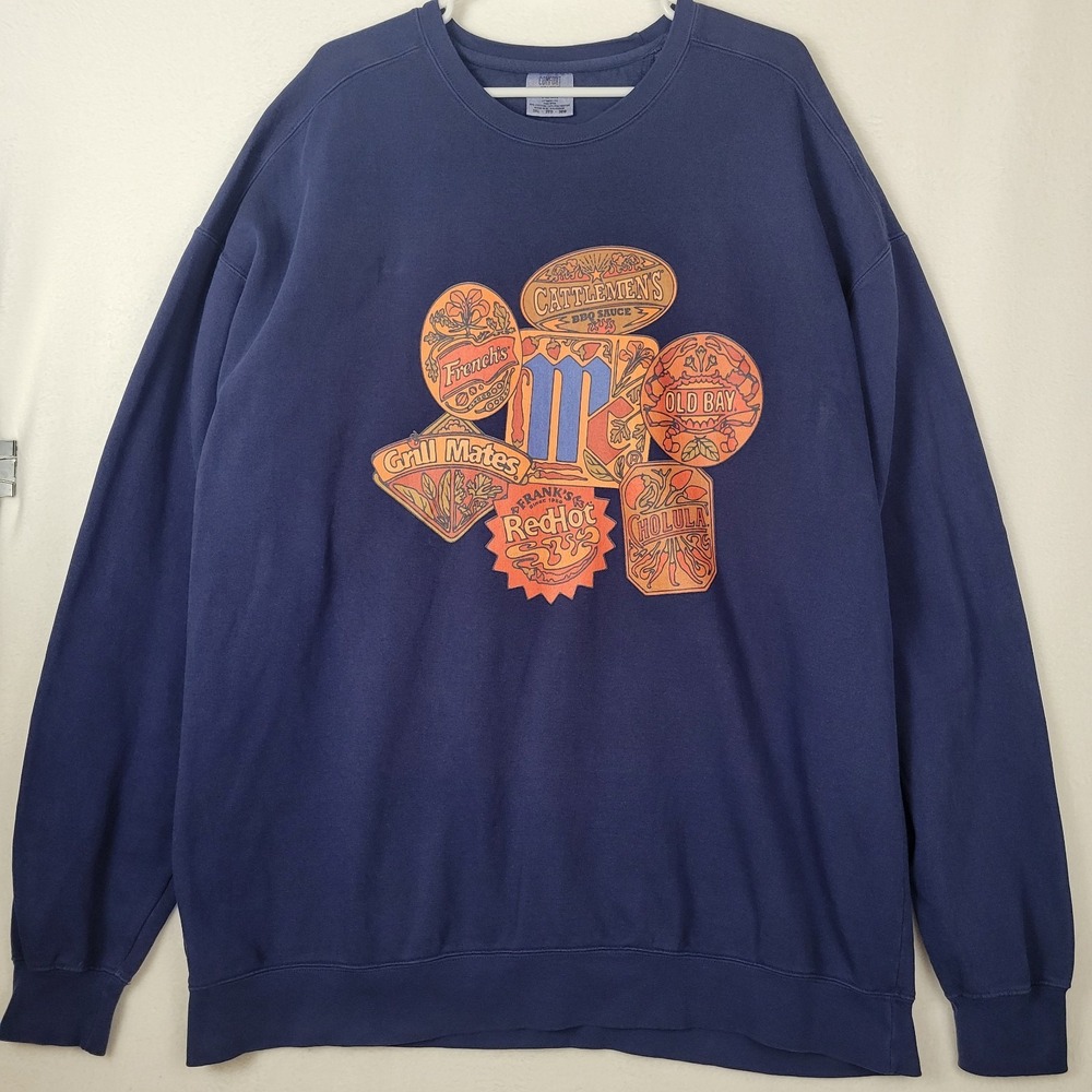 Comfort Colors McCormick Sweatshirt 3XL Navy Blue Graphic Crewneck Food Brands
